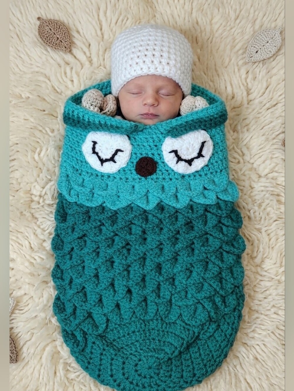 Handmade Baby Crochet Owl Cocoon